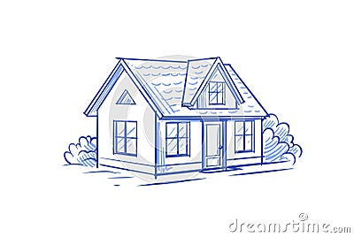 Line drawing of house Vector Illustration