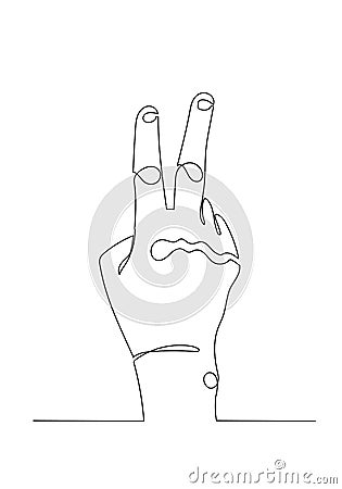 Continuous line drawing of index and middle finger Stock Photo