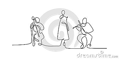 continuous line drawing of jazz classical music concert performance on the stage Vector Illustration