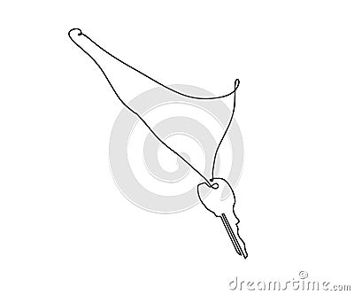 Continuous line drawing of key. Key one continuous line art drawing illustration minimalist design isolated on white Cartoon Illustration