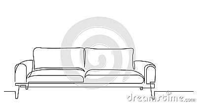 Continuous line drawing of modern style sofa Vector Illustration