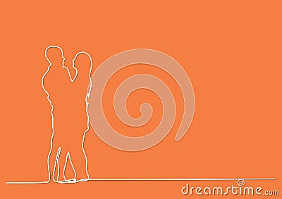 Continuous line drawing of lovers Vector Illustration