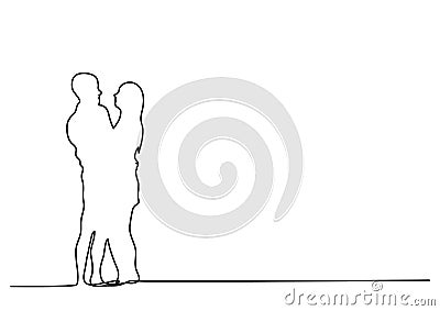 Continuous line drawing of lovers Vector Illustration