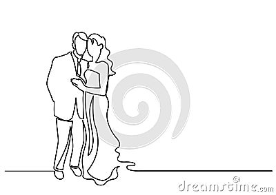 Continuous line drawing of loving couple Vector Illustration