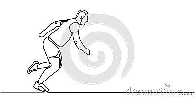 One Line Drawing of a Man Running Swiftly, Depicting Speed and Agility Minimally Vector Illustration