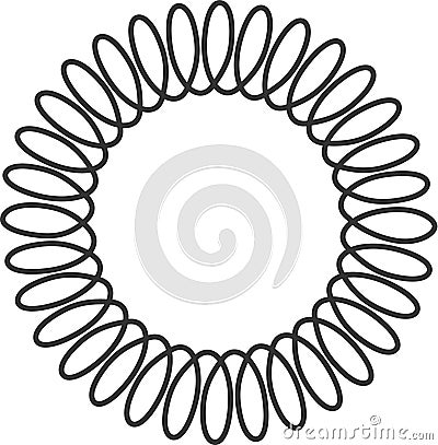 Continuous line drawing of metal spiral spring forming a circle, representing concepts like flexibility, elasticity, and Vector Illustration