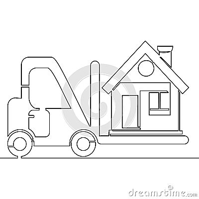 Continuous line drawing Moving house service concept Vector Illustration