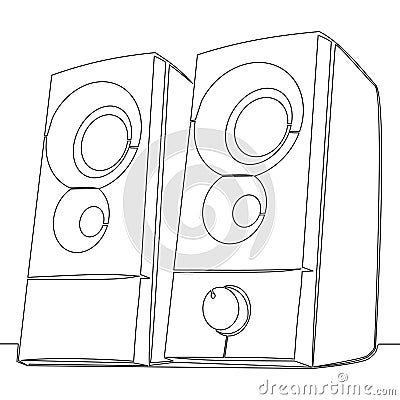 Continuous line drawing music system speakers Musical equipment icon vector illustration concept Vector Illustration