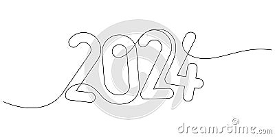 continuous line drawing 2024 number design logo minimalism Vector Illustration