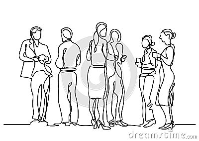 Continuous line drawing of office party Vector Illustration