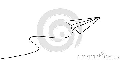 Continuous line drawing of paper plane vector illustration Vector Illustration