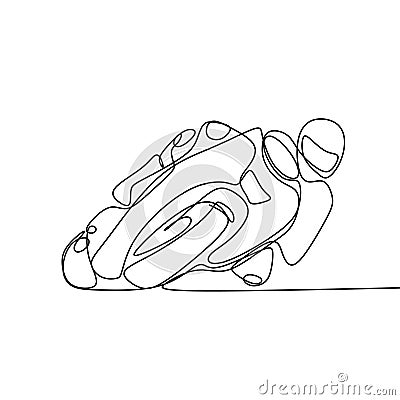 Continuous line drawing person riding motorcycle sport design Vector Illustration