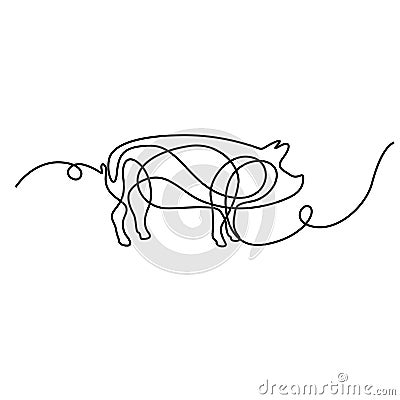 Continuous line drawing Pig. New Year. Vector illustration. Vector Illustration