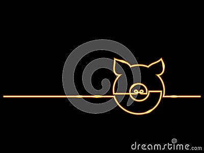 Continuous line drawing pig Vector Illustration