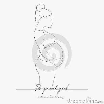 Continuous line drawing. pregnant girl. simple vector illustration. pregnant girl concept hand drawing sketch line Vector Illustration