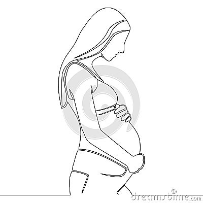 Continuous line drawing Pregnant Woman Mother concept Vector Illustration