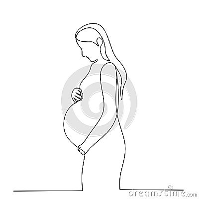 Continuous line drawing Pregnant woman. Mother`s day concept Vector Illustration