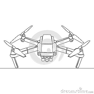 Continuous line drawing quadcopter camera drone icon vector illustration concept Vector Illustration