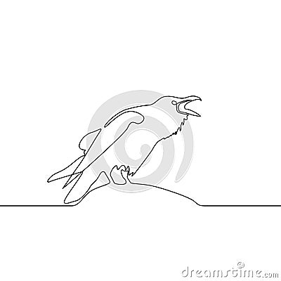 Continuous line drawing Raven. Logo concept. Vector illustration. Vector Illustration
