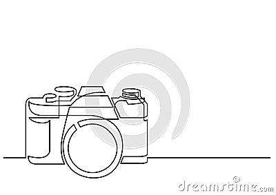 Continuous line drawing of retro photo camera Vector Illustration