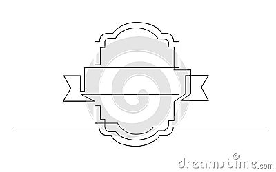 Continuous line drawing of ribbon prize label Vector Illustration