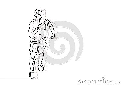 Continuous line drawing of runner minimalist design. Person doing exercise sport run for healthy body fit Stock Photo