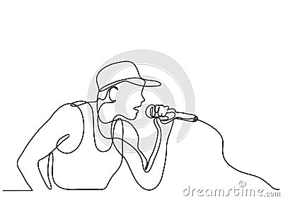 Continuous line drawing of singer with microphone Vector Illustration