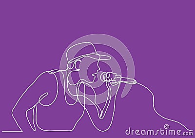 Continuous line drawing of singer with microphone Vector Illustration