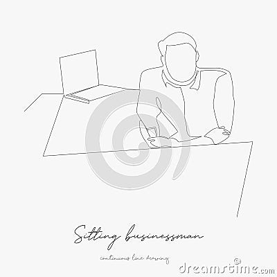 Continuous line drawing. sitting businessman with tablet. simple vector illustration. sitting businessman with tablet concept hand Vector Illustration