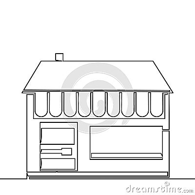 Continuous line drawing small Shop building doodle icon vector illustration concept Vector Illustration