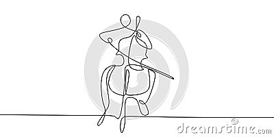 continuous line drawing of someone playing classical music instruments Vector Illustration