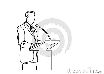 Continuous line drawing - spokesman Vector Illustration