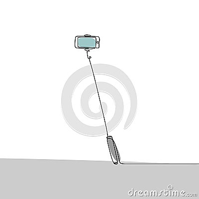 continuous line drawing stick for selfie Stock Photo