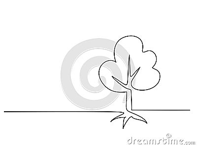 Tree with roots on white background Vector Illustration