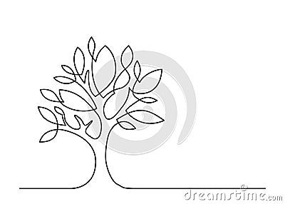 One line tree Cartoon Illustration