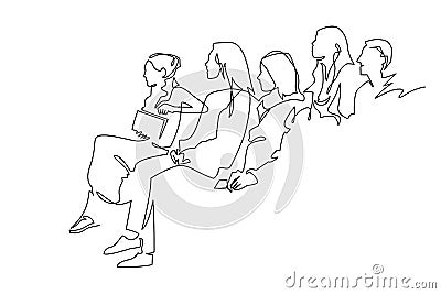 Continuous Line Drawing of Vector illustration character of audience in the conference hall Vector Illustration