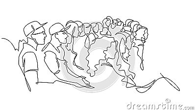 Continuous Line Drawing of Vector illustration character of audience in the conference hall Vector Illustration