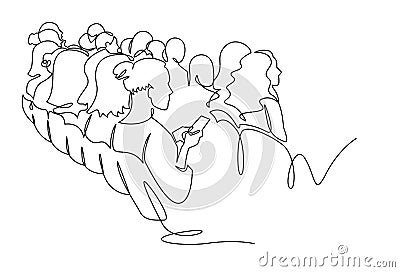 Continuous Line Drawing of Vector illustration character of audience in the conference hall Vector Illustration