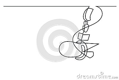 Continuous Line Drawing of Vector radio station microphone icon. Vector Illustration