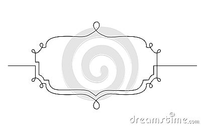 Continuous line drawing of vignette devider frame design Vector Illustration