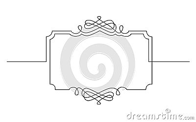 Continuous line drawing of vignette devider frame design Vector Illustration