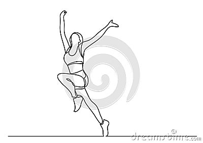 Continuous line drawing of woman athlete winning Vector Illustration