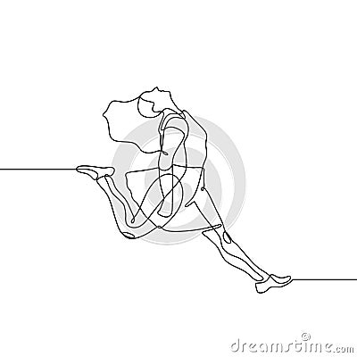 Continuous line drawing of woman dancing and jumping with dress Vector Illustration