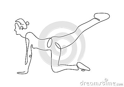 continuous line drawing of women fitness yoga concept vector health illustration. One hand drawn lineart simplicity design Vector Illustration