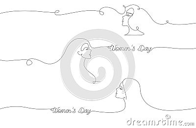 Continuous line drawing, women`s day Stock Photo