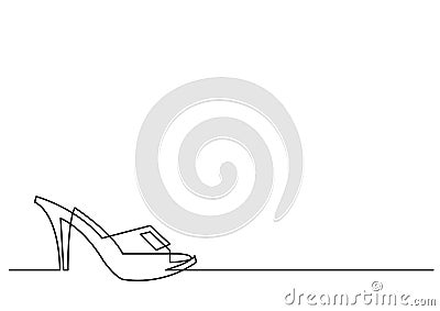 Continuous line drawing of women shoe Vector Illustration