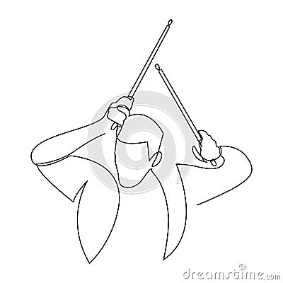 Continuous line drawing of young drummer raise drumstick up. Musician artist performance concept. Vector illustration. Vector Illustration