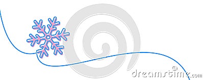 Continuous line drawn pink and blue snowflake Vector Illustration