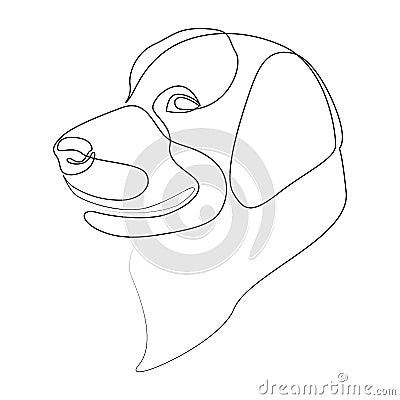 Continuous line Golden Retriever. Single line minimal style vector Labrador dog illustration. Portrait Vector Illustration