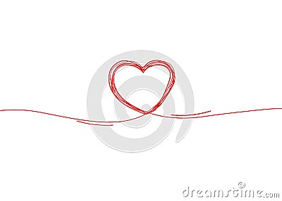 Continuous line heart border on white background for valentines, women, mother day greeting invitation graphic design Vector Illustration